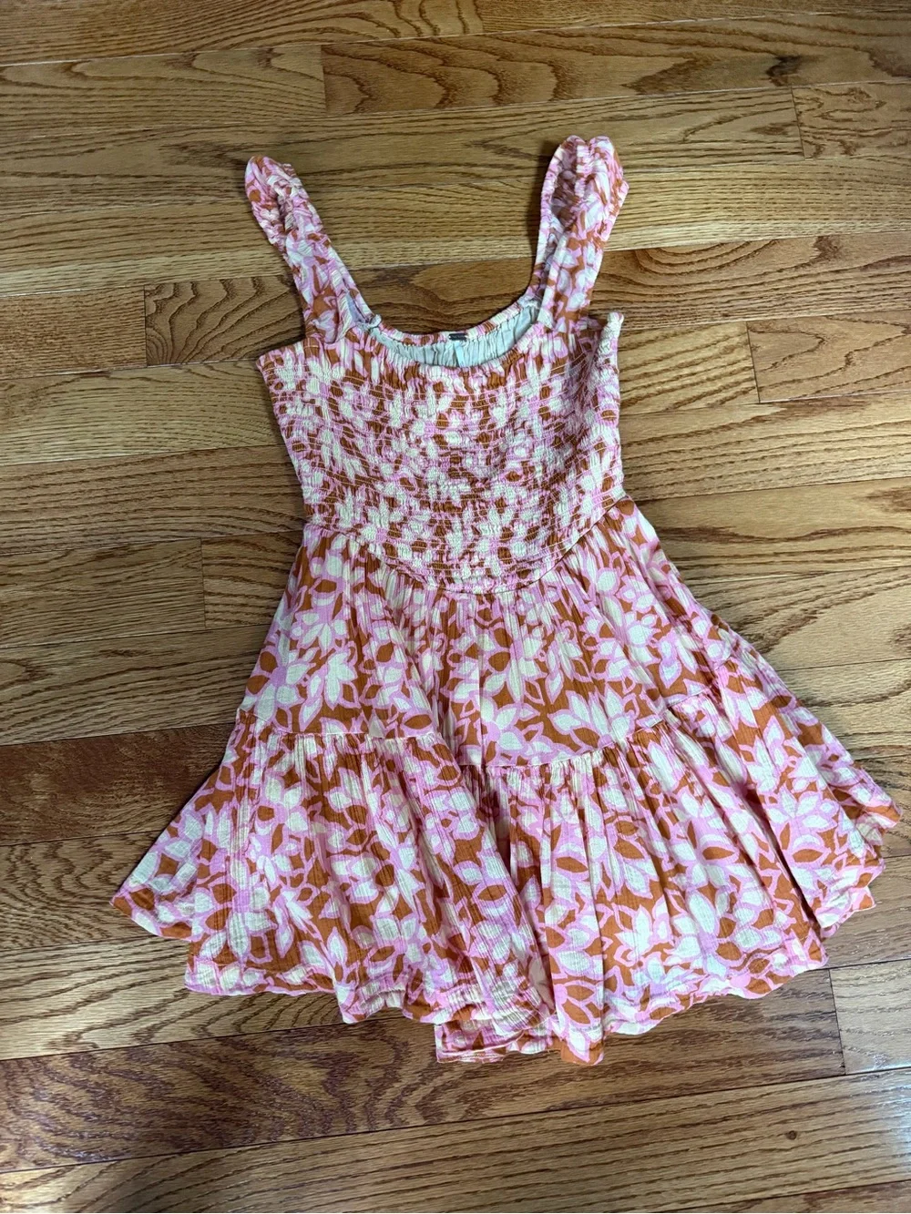Free People Sweet Annie Smocked Floral Mini Dress Pink Size XS Boho Cottagecore